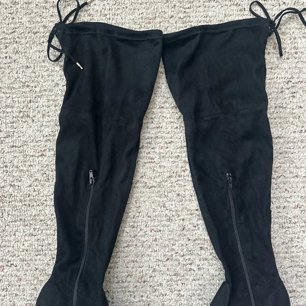 SO Over the Knee Boots Faux Suede Black Size 9
